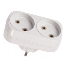 Разветвитель LUXEL вертикальный 2 гнезда без заземленния 1015 белый