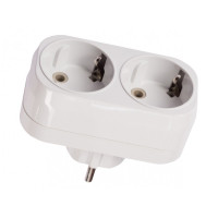 Разветвитель LUXEL 2 гнезда вертикальный с заземлением 1016 белый