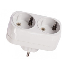 Разветвитель LUXEL 2 гнезда вертикальный с заземлением 1016 белый