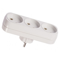 Разветвитель LUXEL 3 гнезда вертикальный без заземленния 1017 белый