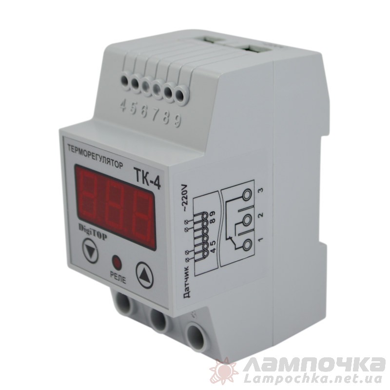 Цифровий терморегулятор DigiTOP з датчиком DS18B20 ТК-4 на DIN-рейку