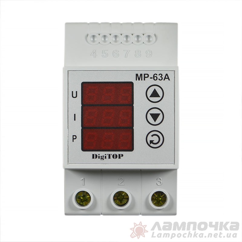 Реле напряжения DigiTOP на DIN-рейку MP-63A (63-80А) многофункциональное