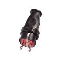 Вилка прямая LUXEL 1128 с заземлением черная