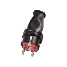 Вилка прямая LUXEL 1128 с заземлением черная