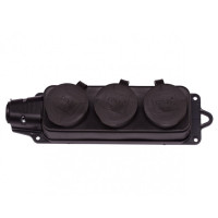 Колодка LUXEL 1133 16А 3 розетки с заземлением, каучук