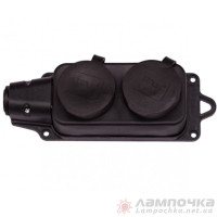 Колодка LUXEL 1132 16А 2 розетки с заземлением, каучук