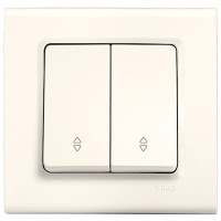Вимикач двоклавішний прохідний VIKO Linnera крем 90401017