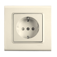 Розетка одинарная с/з со шторками VIKO Linnera крем 90401042