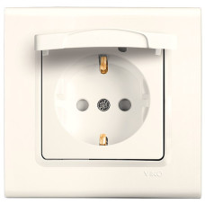 Розетка одинарная с/з с защитной крышкой VIKO linnera крем 90401012