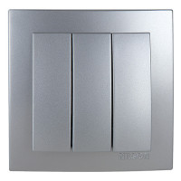 Выключатель трехклавишный NILSON Touran серебро 24131066