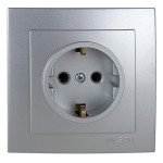 Розетка одинарная с/з NILSON Touran Серебро 24131017