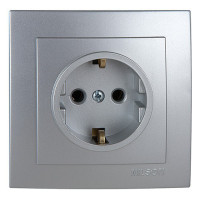 Розетка одинарная с/з NILSON Touran Серебро 24131017