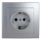 Розетка одинарная с/з NILSON Touran Серебро 24131017