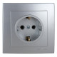 Розетка одинарная с/з NILSON Touran Серебро 24131017