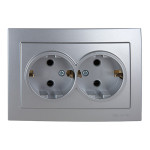 Розетка двохмесная с/з NILSON Touran серебро 24131025