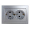 Розетка двохмесная с/з NILSON Touran серебро 24131025