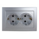 Розетка двохмесная с/з NILSON Touran серебро 24131025