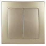 Выключатель двухклавишный NILSON Touran Золото 24151003