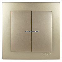 Выключатель двухклавишный с подсветкой NILSON Touran Золото 24151004
