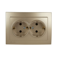 Розетка двухмесная с/з NILSON Touran Золото 24151025