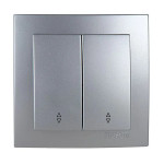 Выключатель проходной двухклавишный NILSON Touran серебро 24131009