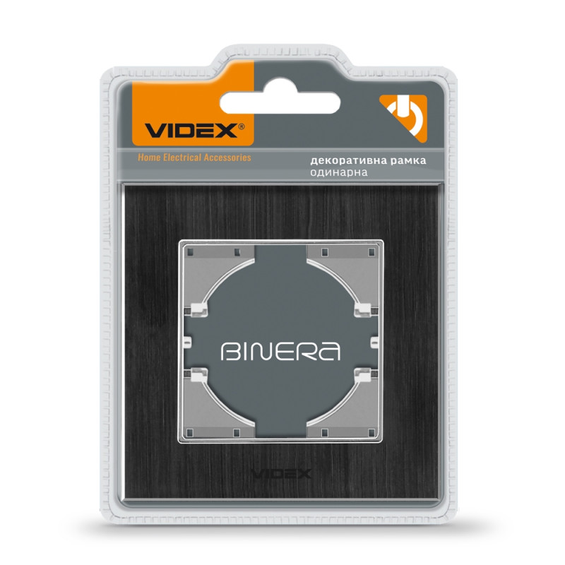 Рамка одинарная горизонтальная VIDEX Binera чорный алюминий (VF-BNFRA1H-B)