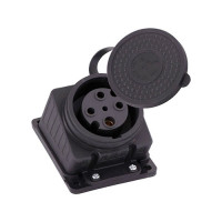 Силовая розетка стационарная LEZARD IP44 3Р+Е 32А 380V Каучук 3Р+РЕ 332-0100-0202