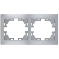 Рамка двухместная горизонтальная MIRA металл серый б/вставок 701-1000-147