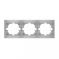 Рамка тройная горизонтальная MIRA металл серый б/вставок 701-1000-148