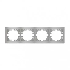 Рамка четверная горизонтальная MIRA металл серый б/вставок 701-1000-149