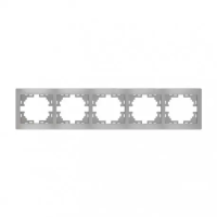 Рамка пятерная горизонтальная MIRA металл серый б/вставок 701-1000-150