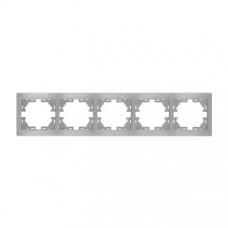 Рамка пятерная горизонтальная MIRA металл серый б/вставок 701-1000-150