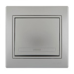Выключатель одноклавишный MIRA металл серый со вставкой 701-1010-100