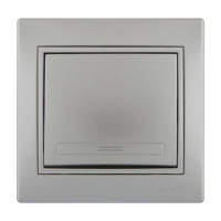 Выключатель одноклавишный MIRA металл серый со вставкой 701-1010-100