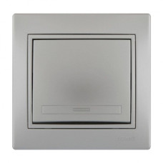 Выключатель одноклавишный MIRA металл серый со вставкой 701-1010-100