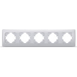 Рамка пятерная горизонтальная VIDEX Binera серебряный шёлк (VF-BNFR5H-SS)