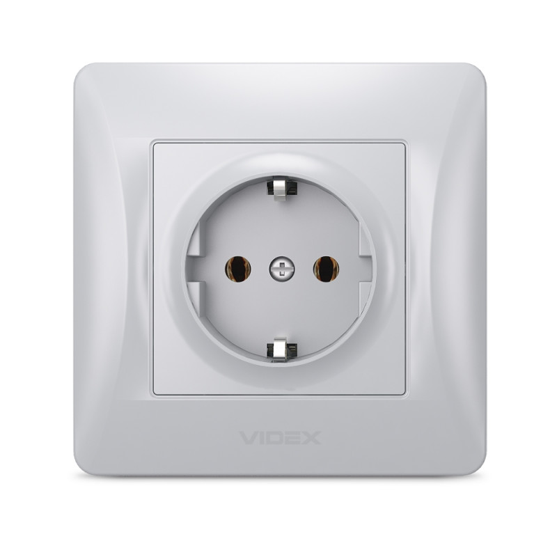 Розетка одинарная с/з VIDEX Binera серебряный шёлк (VF-BNSK1G-SS)