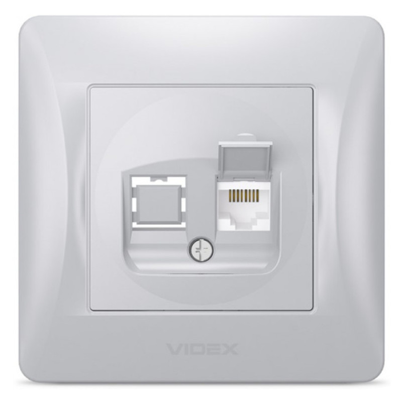 Розетка одинарная компьютерная RJ-45 CAT6 VIDEX Binera серебряный шёлк (VF-BNSK1PC6-SS)