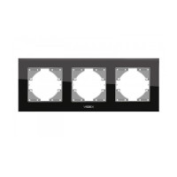 Рамка тройная горизонтальная VIDEX Binera чорное стекло (VF-BNFRG3H-B)