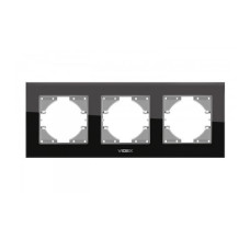 Рамка тройная горизонтальная VIDEX Binera чорное стекло (VF-BNFRG3H-B)