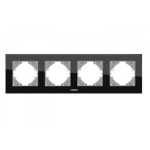 Рамка четверная горизонтальная VIDEX Binera черное стекло (VF-BNFRG4H-B)