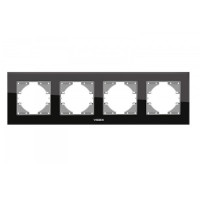 Рамка четверная горизонтальная VIDEX Binera черное стекло (VF-BNFRG4H-B)