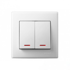 Выключатель двухклавишный с подсветкой LEZARD Lesya белый 705-0202-112