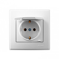 Розетка одинарная с/з и защитной крышкой LEZARD Lesya белый 705-0202-123B