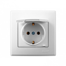 Розетка одинарная с/з и защитной крышкой LEZARD Lesya белый 705-0202-123B
