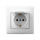 Розетка одинарная с/з и защитной крышкой LEZARD Lesya белый 705-0202-123B