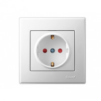 Розетка одинарная с/з со шторками LEZARD Lesya белый 705-0202-124