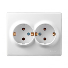 Розетка двухмесная с/з LEZARD Lesya белая 705-0202-127B