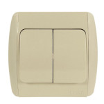 Выключатель двухклавишный EL-BI Zirve крем (501-010301-202)