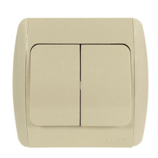 Выключатель двухклавишный EL-BI Zirve крем (501-010301-202)